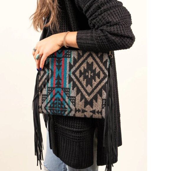 One Blessed Nana Handbags - ❤️NWT BOUTIQUE  MIRA MONTE FRINGE CROSSBODY/CLUTCH BAG 5**** RATED